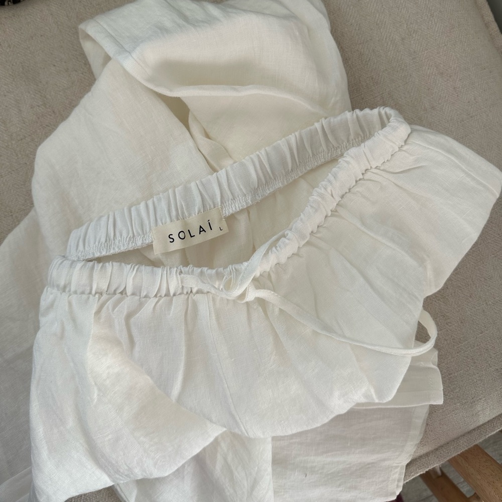 Solai White Linen Pants